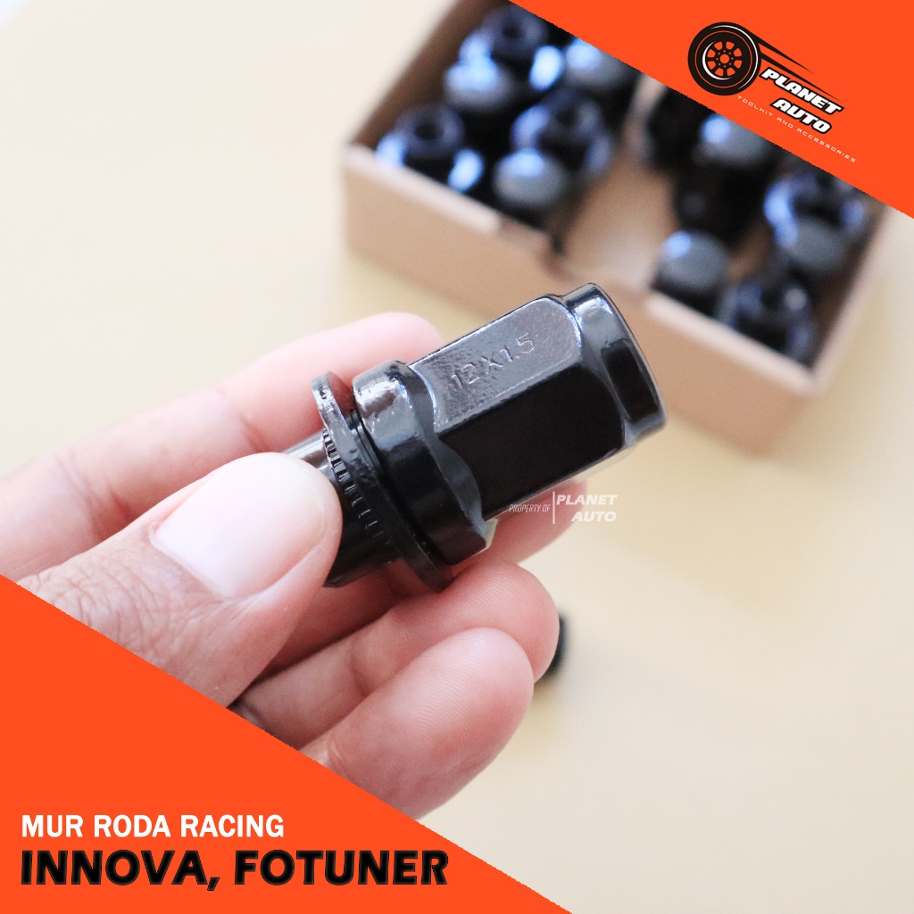Mur Baut Roda Racing Mobil Innova Fortuner Hilux Kunci 21 Warna Hitam - Harga Satuan