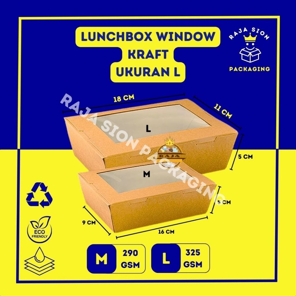 

( PCS ) Lunchbox Kraft Window Full Laminasi - Ukuran L