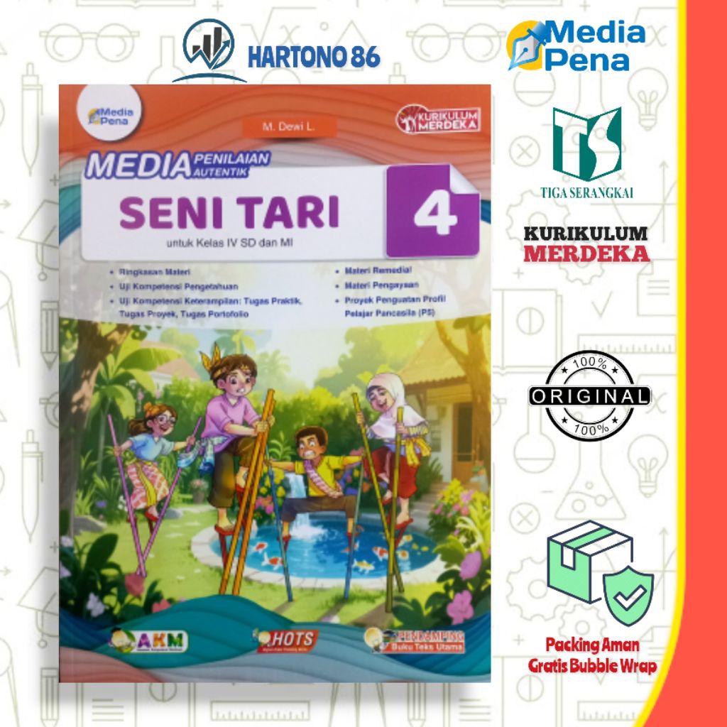 Buku Media penilaian Autentik Seni Tari kelas 4 SD/MI kurikulum merdeka Media pena Tiga serangkai