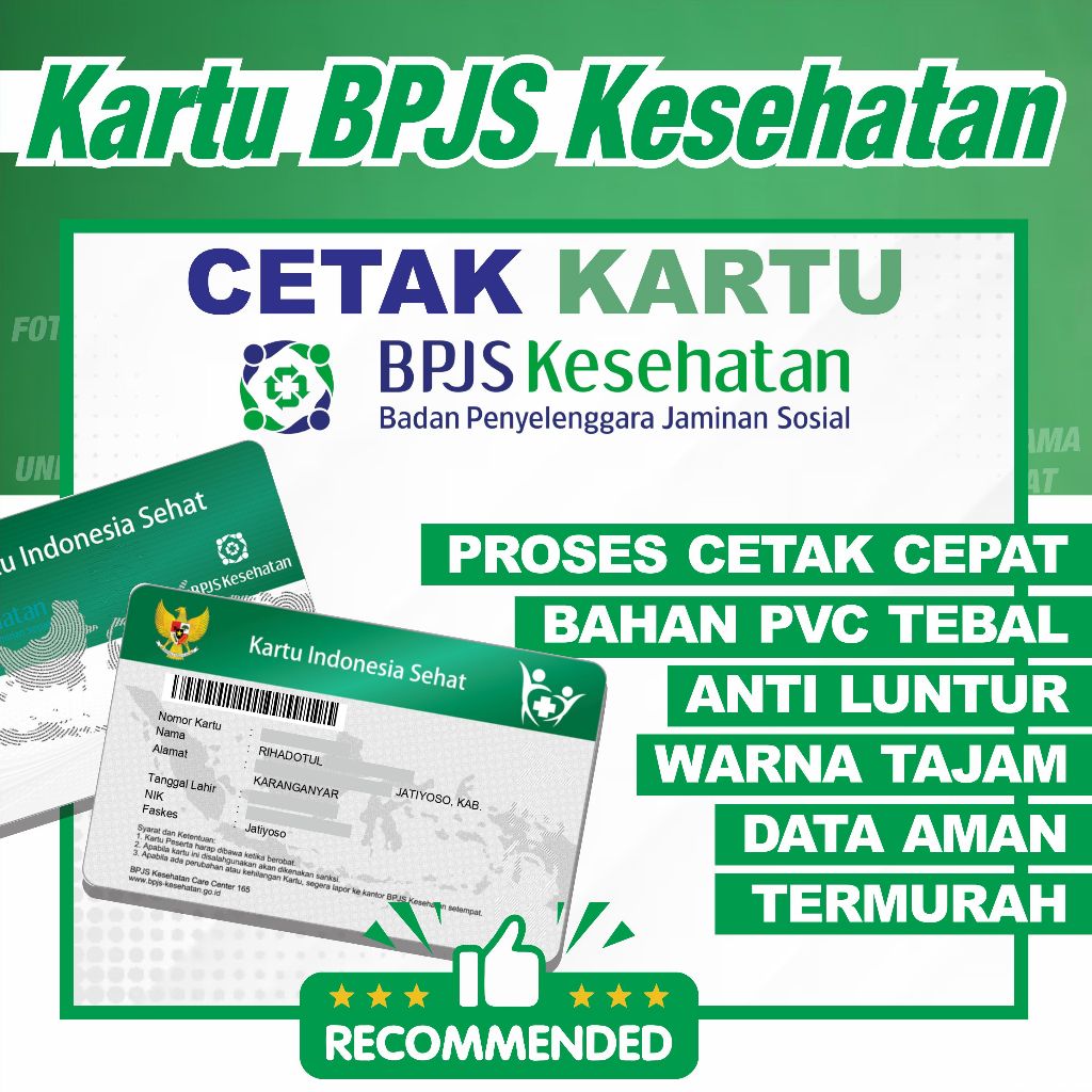 

Cetak ID Card Kartu Digital Fisik Kartu BPJS KIS 2 SISI KARTU BPJS PVC BAHAN PREMIUM