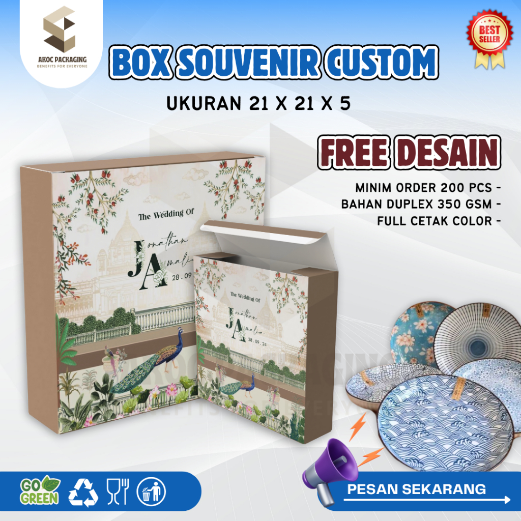 

Box Souvenir Piring custome desain custom desain Uk. 21 x 21 x 5 souvenir gift birtday ulang tahun hampers box souvenir