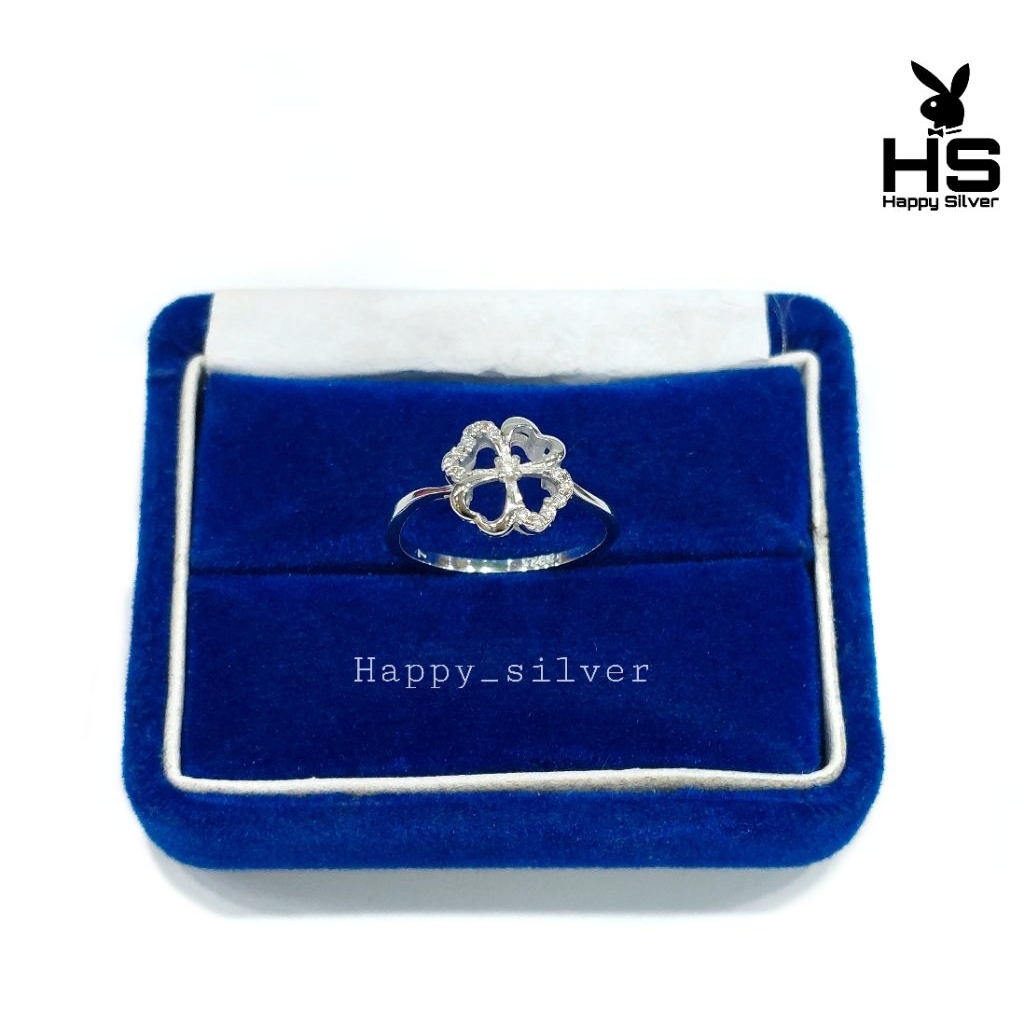 Cincin Perak Asli Silver Wanita 925 Lapis Emas Cincin Model Daun Berlian Permata -  Perhiasan Perak 
