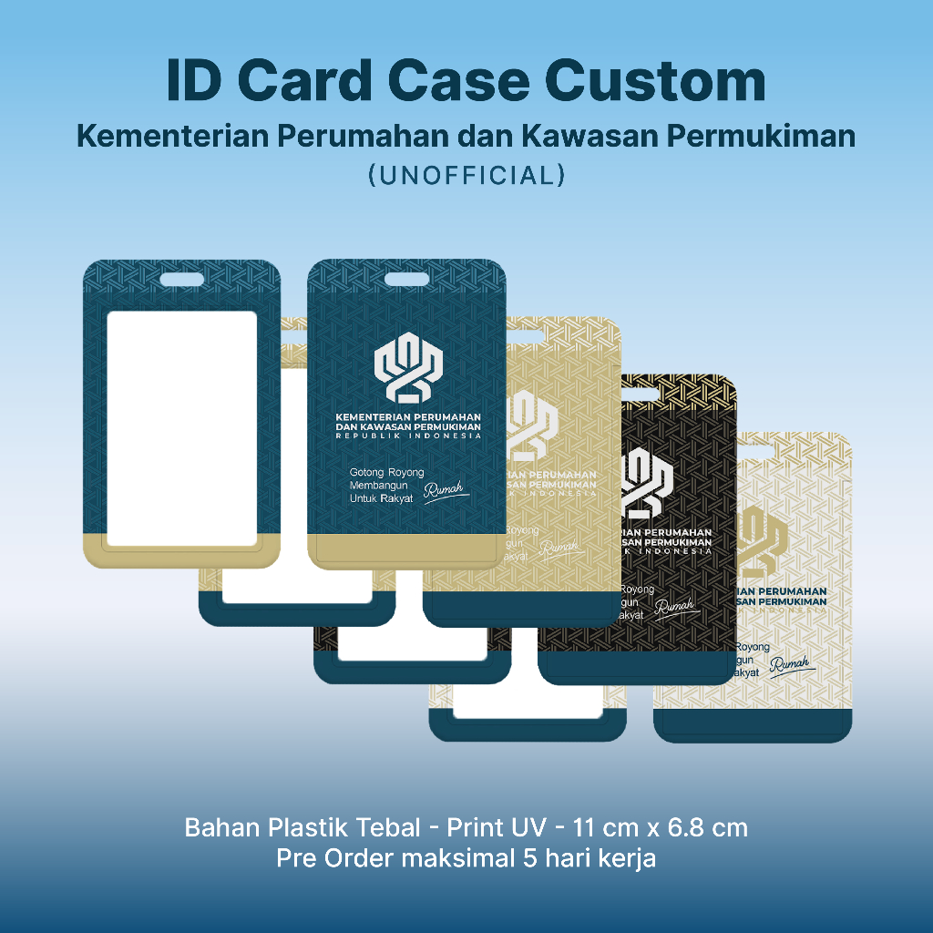 

Tempat ID Card Case Holder Frame Custom Perusahaan Lembaga Kementerian - Print UV - Kementerian Perumahan dan Kawasan Permukiman PKP Unofficial