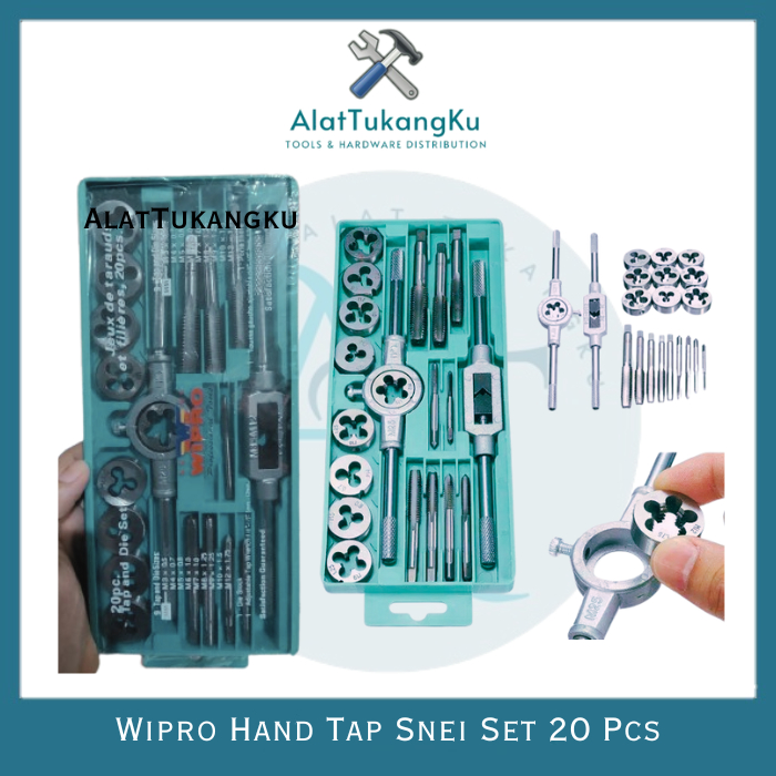 Wipro Hand Tap Set 20 Pcs Alat Snai dan Tap Ulir Baut / Senai Die Senei M3-12 Hand Tap and Dies Set