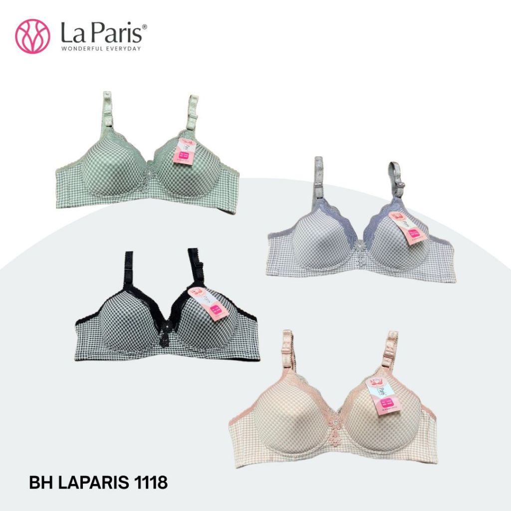 BH Bra Tanpa Kawat Art 1118 Motif Kotak Renda Atas Import 38 - 44 Cup B Kait 3 by La Paris