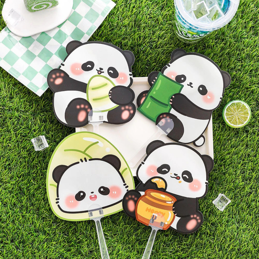 Kipas Tangan / Kipas Gagang Aesthetic Korean Style Karakter Panda Lucu