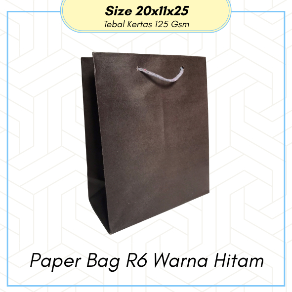 

PAPER BAG R6 HITAM POLOS MURAH UKURAN 20x25 / TAS KERTAS HITAM