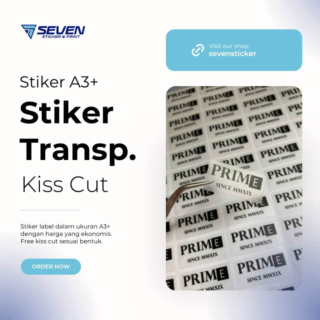 

Cetak Stiker Label Transparan A3 murah + cutting presisi