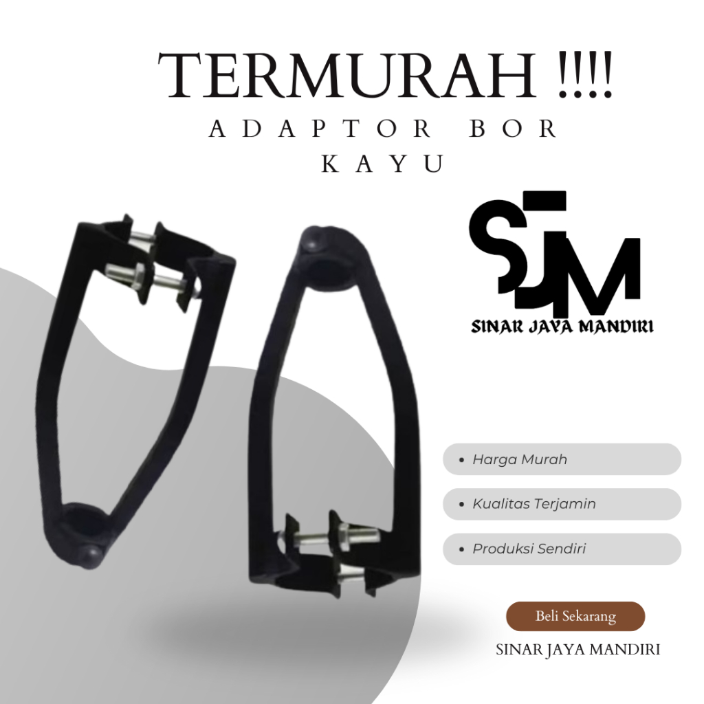 PROMO Adaptor Bor Bobok Kayu / Pahat Bobok Kayu / Dudukan Bor Kayu / Pahat Kayu Persegi