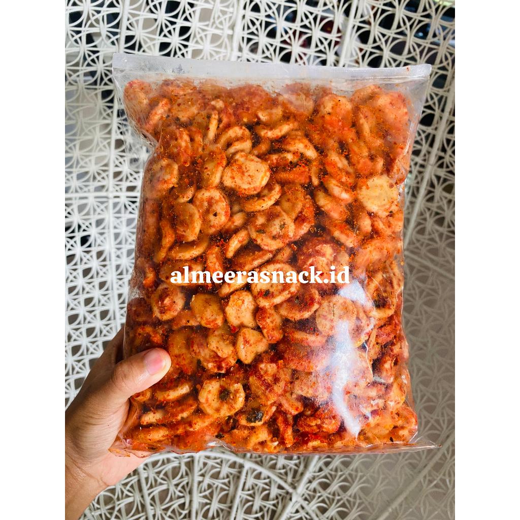 

kerupuk udang koin 1kg pedas daun jeruk bumbu melimpah