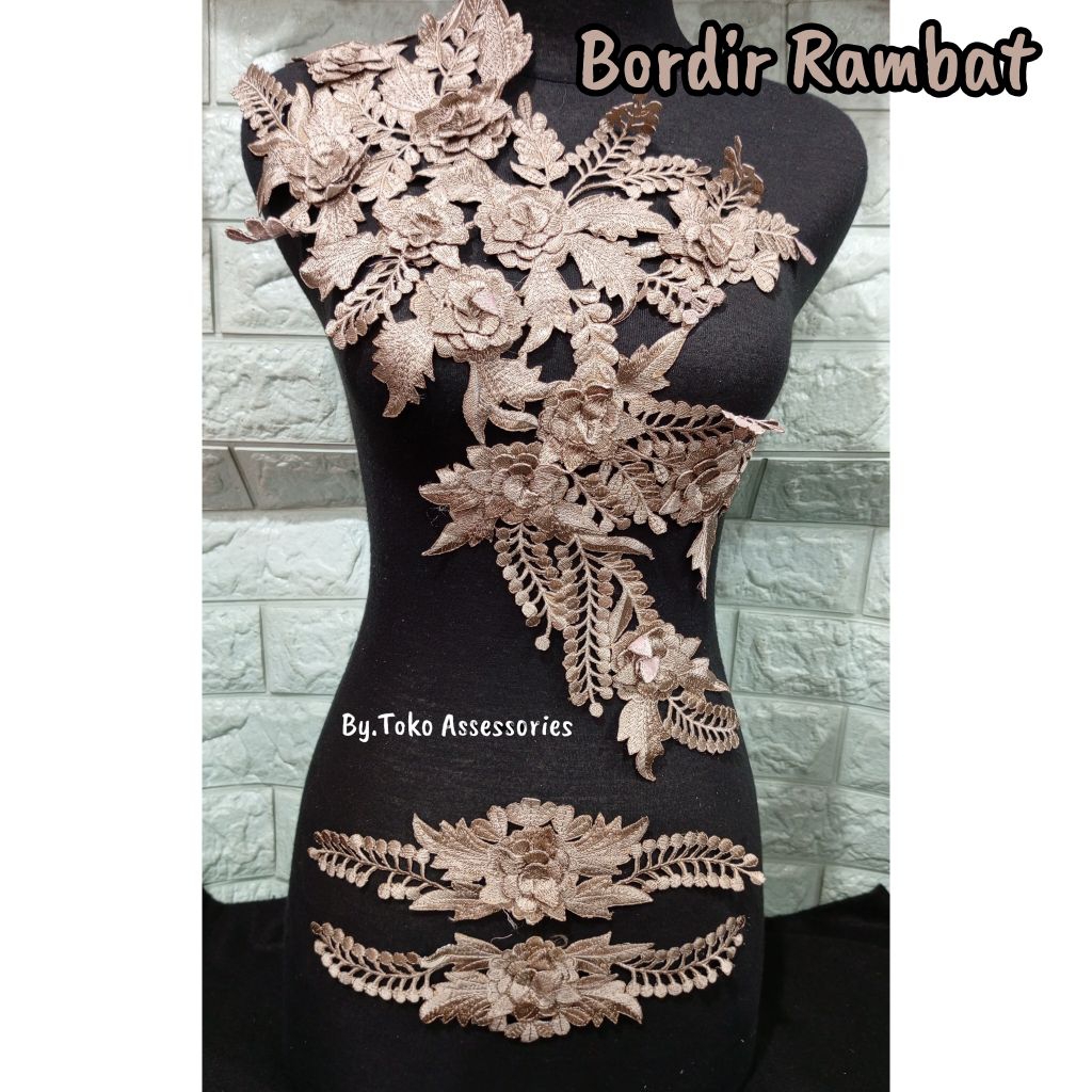 Bordir bunga 3D | bordir bunga tempel | bordir bunga rambat | bordir bunga kebaya