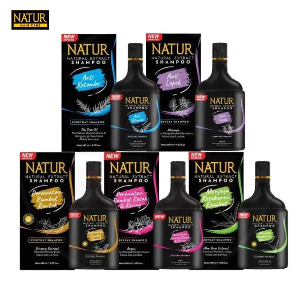 Natur Shampoo 80ml/ 140 ml / Natur Shampo / Natur Shampoo Gingseng / Natur Shampoo Aloe Vera