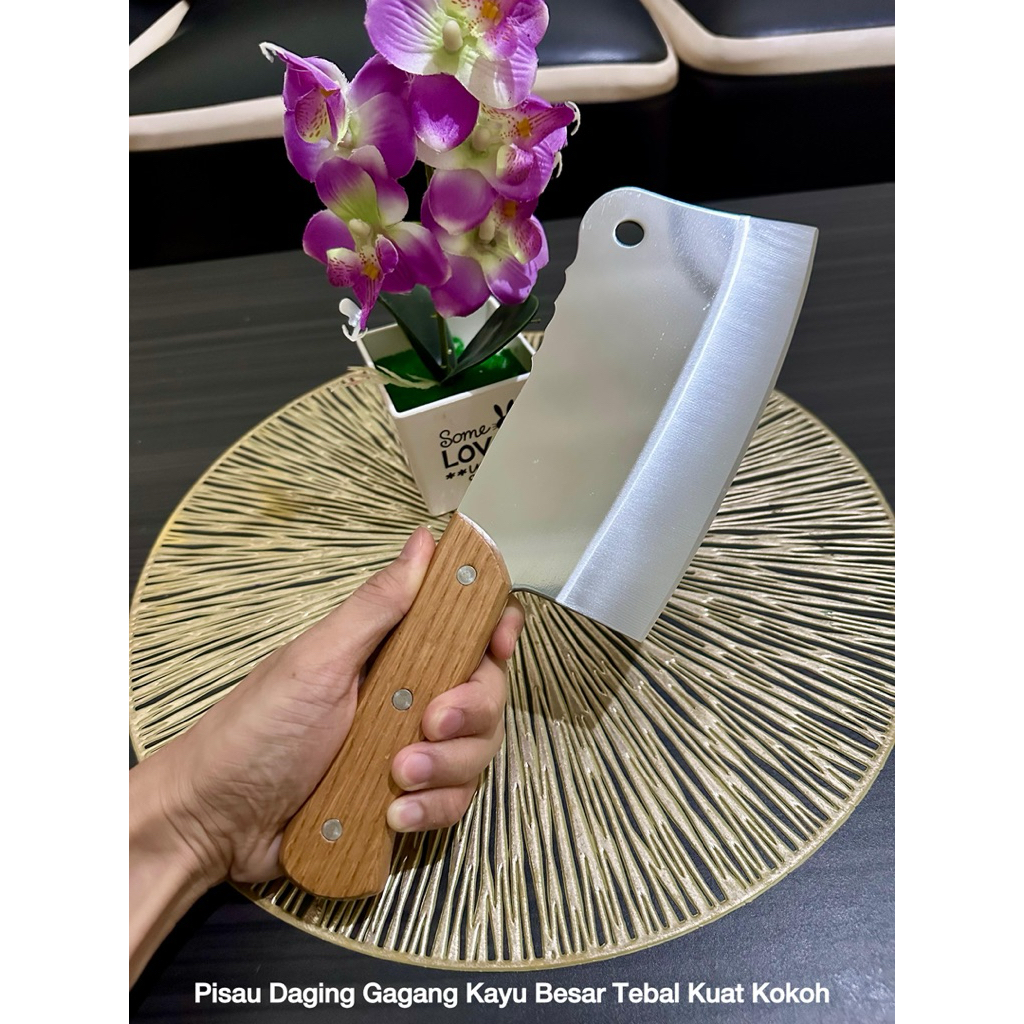 PISAU DAGING GANOM GAGANG KAYU - PISAU DAGING SAYUR STAINLESS