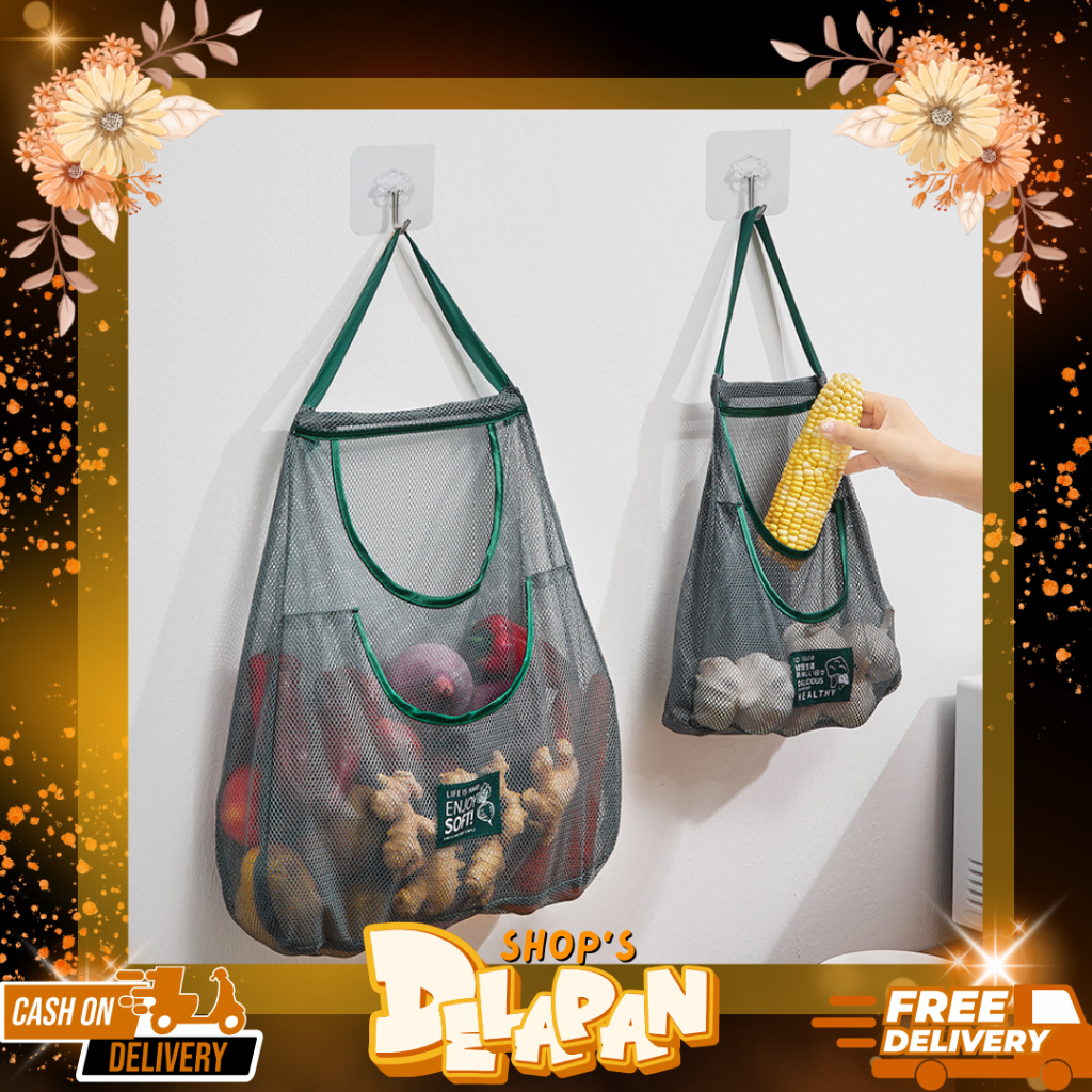 DELAPANSHOPS | Tas Jaring Gantung Penyimpanan Buah Sayuran / Tas Jaring Gantung / Tas Keranjang Buah