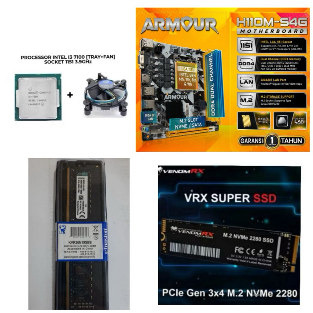 Paket Processor Intel Core i3 7100 Gen 7 LGA 1151 DDR4 NVME