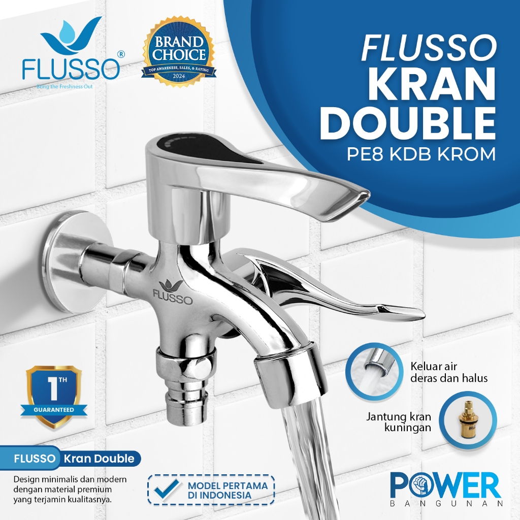 Kran Keran Air Aer Kamar Mandi Double Dobel Kran Keran Tembok Double Shower Flusso | 598
