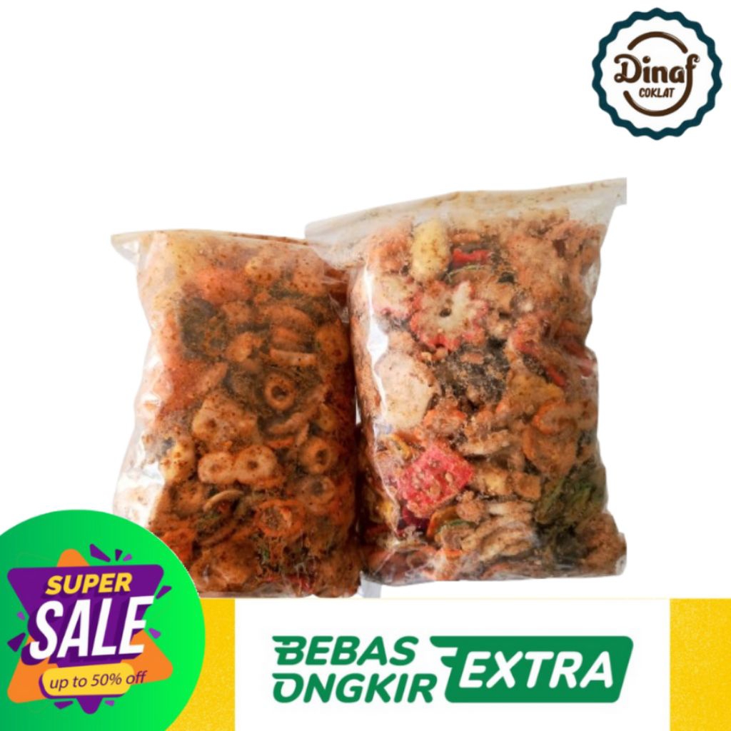 Kerupuk Campur Bumbu Lotek Khas Bandung 250 Gr | Renyah, Pedas, Gurih