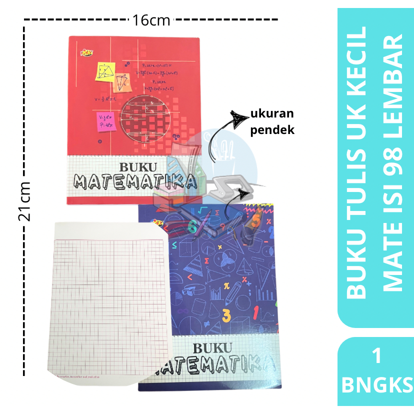 

[1 BUNGKUS] Buku Tulis Petak Kecil Warna Lucu Matematika Tebal Isi 98 Lembar 5 Buku Kiky