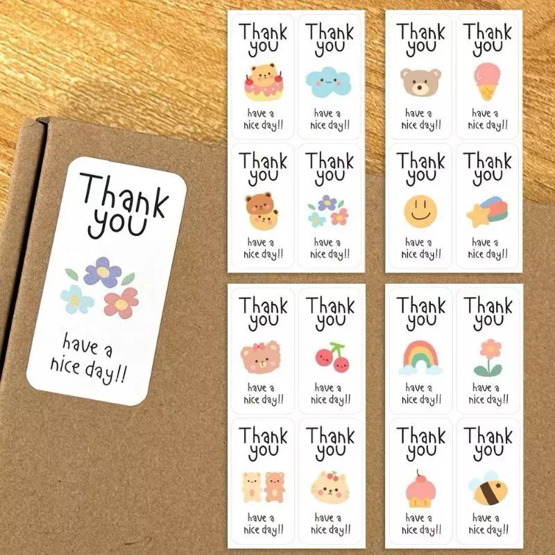 

100Pcs Stiker Thank You Stiker TQ Label Box Stiker Tempelan Kotak Stiker Handmade