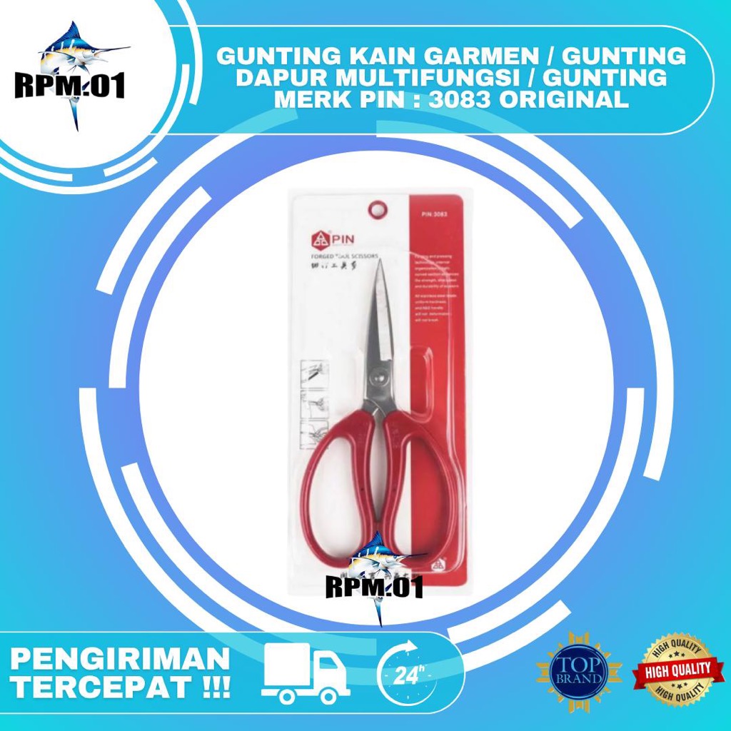 

Gunting PIN 3083 / Gunting Kain Garmen / Gunting Dapur Multifungsi / Gunting Merk PIN : 3083 Original