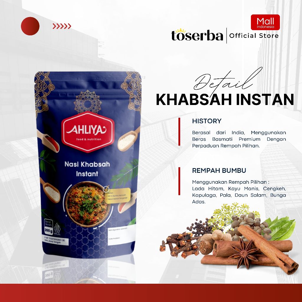 

Paket Lengkap Beras Basmati Premium & Bumbu Rempah | Nasi Khabsah Ahliya Instan Anti Ribet | Masakan Khas Timur Tengah