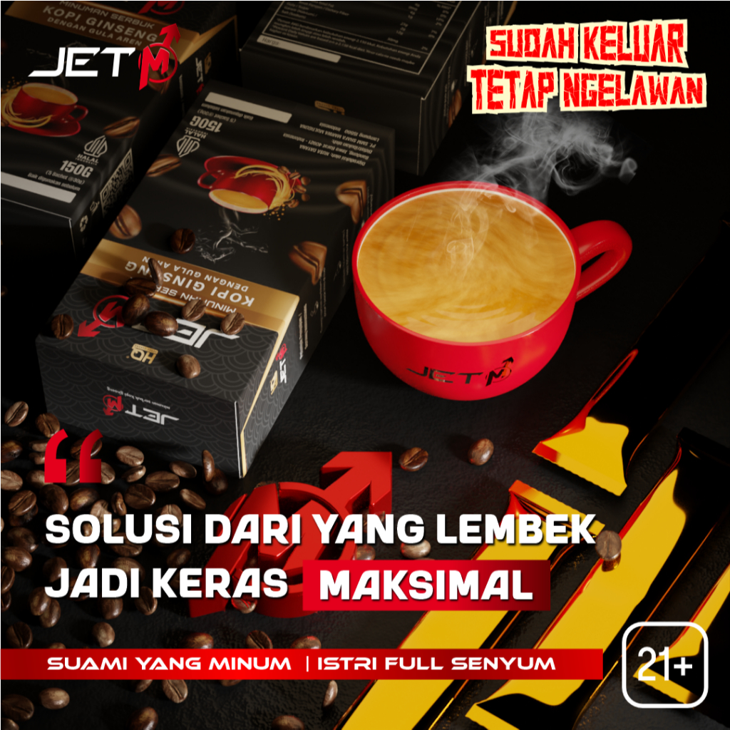 

Kopi JetM Stamina Pria Anti Loyo - Kopi Ginseng Herbal Kuat Sampai 3hari 100% Original 30 Bungkus