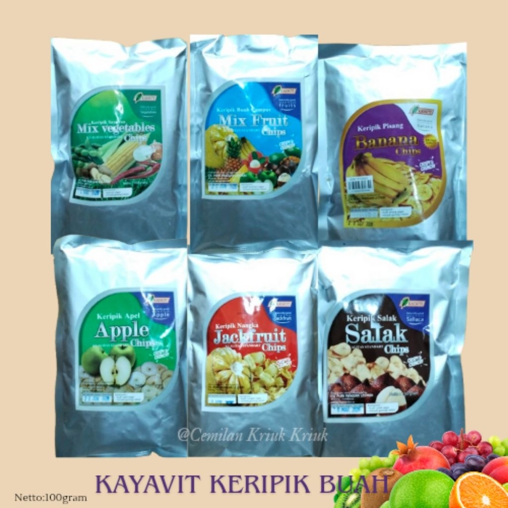 

Keripik Buah&Sayur Kayavit Mix All Varian100gram-CemilanKriukKriuk