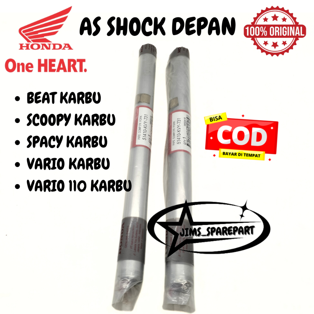 AS SHOCK DEPAN HONDA KVY BEAT SCOOPY SPACY VARIO 110 KARBU KUALITAS ASLI AHM ORI HGP SKOK SHOK SOK H
