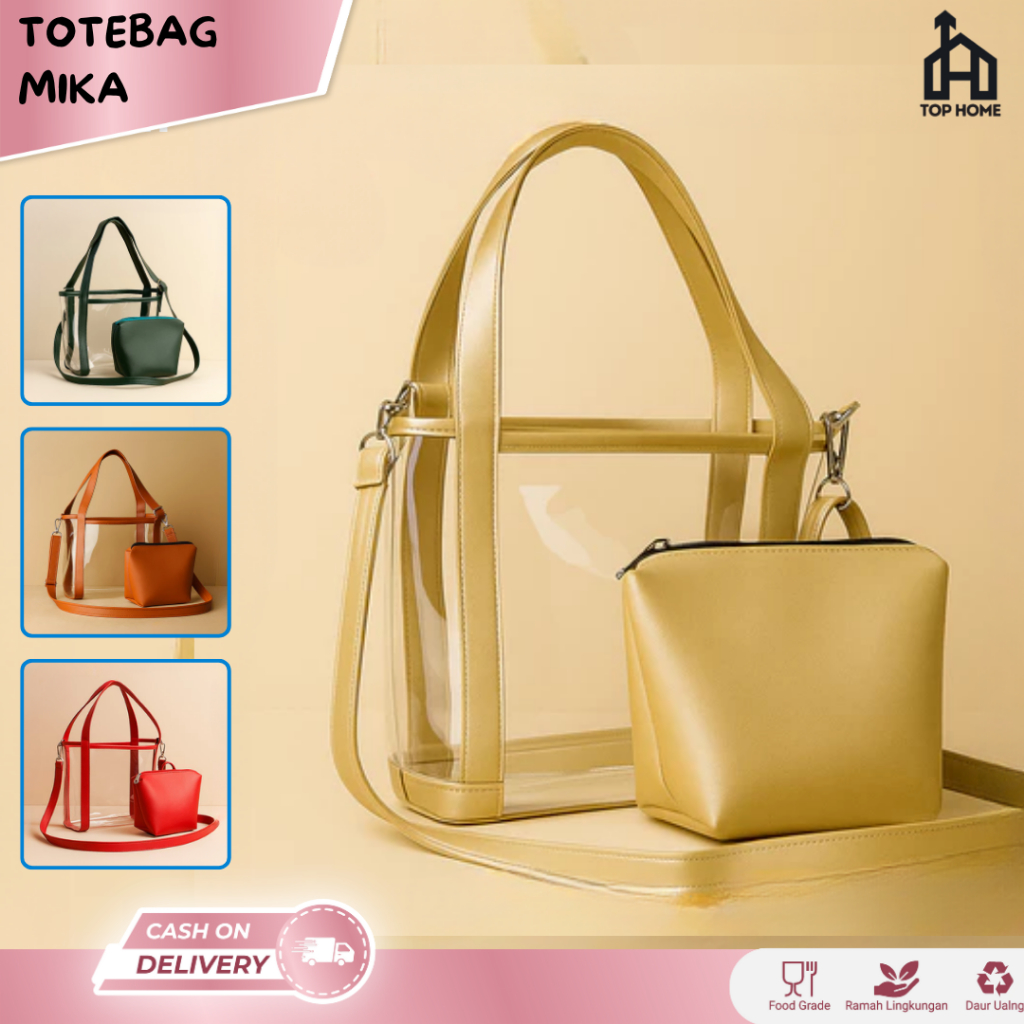 Tote Bag Wanita / Tas Mika PVC / Pouch Mika Transparan / Tas Selempang Wanita / Tas Mika I PA02