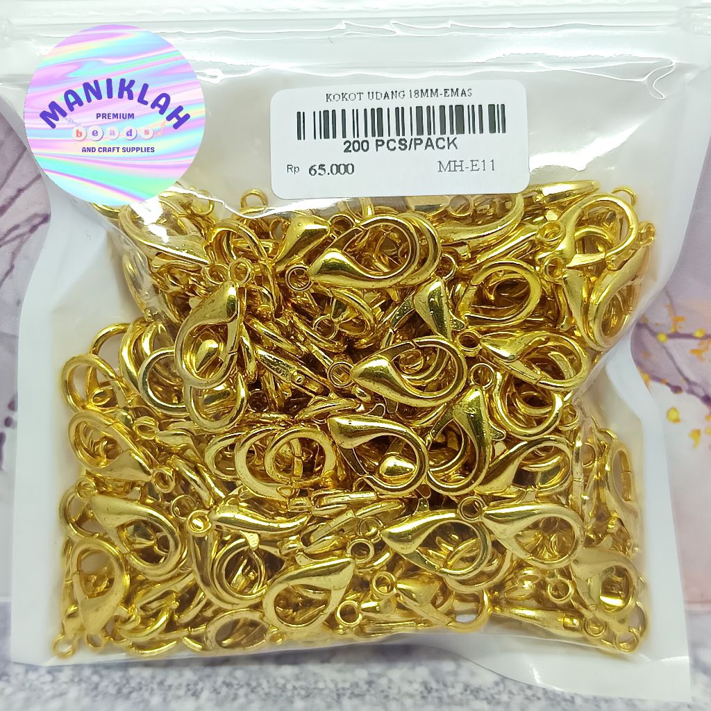 Kokot Udang 16 mm, 18 mm, 20 mm ( Emas, Perak, Perunggu ). Isi 200 Pcs / Pack Kecil
