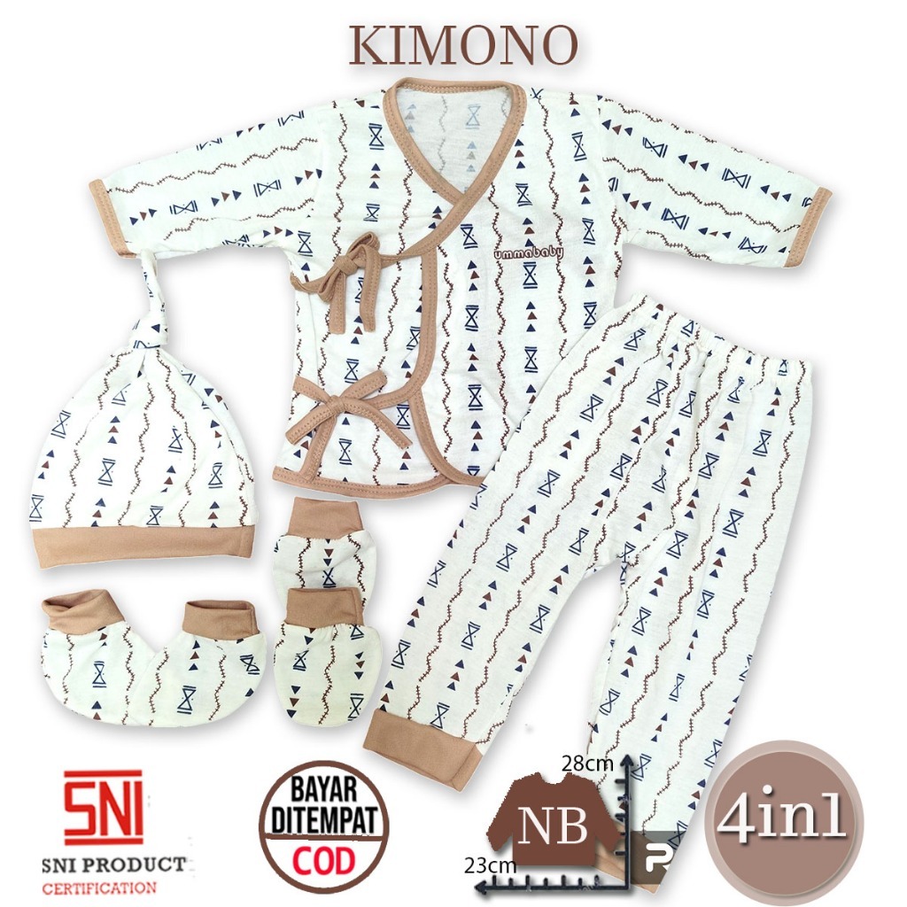 Ummakidz Kimono 5in1 Baju Bayi Perempuan Laki Perlengkapan Baru Lahir Stelan 0 6 Bulan Celana Bedong