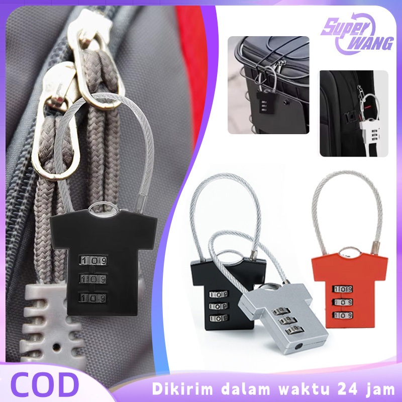 Gembok Angka 3 Digit Gembok Koper Nomor Anti Maling Gembok Kode Koper Kunci Gembok Tali Kawat