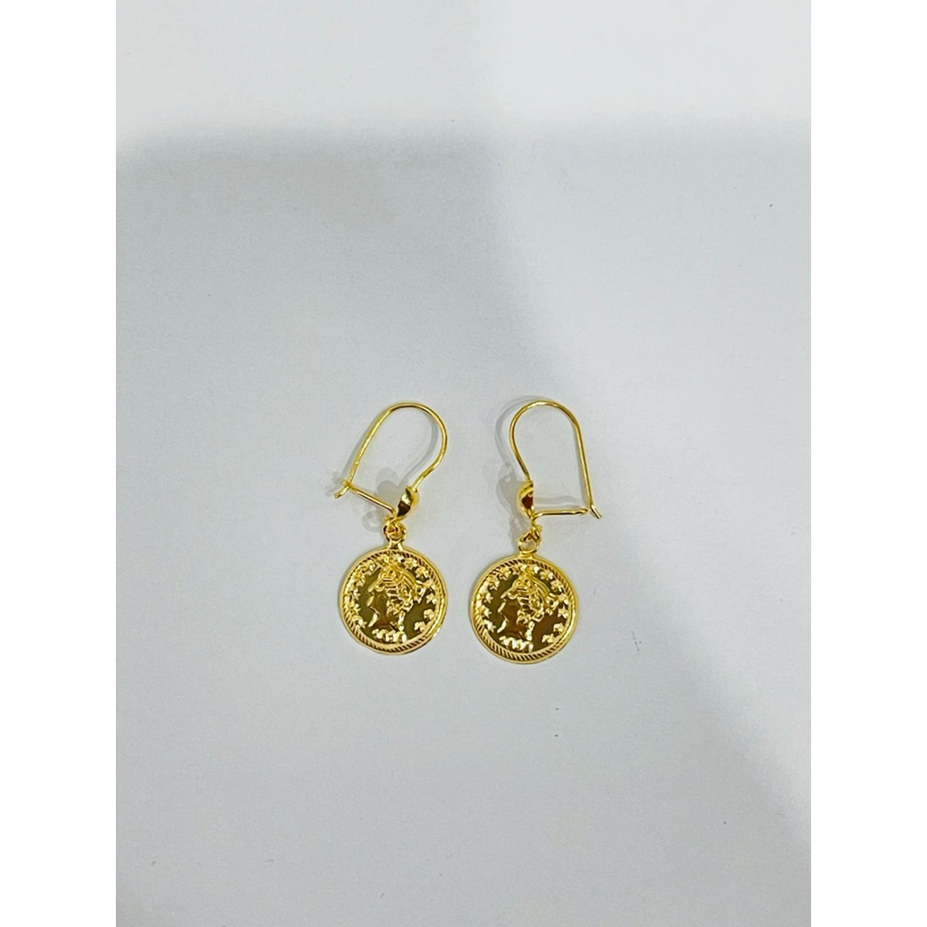 BEST SELLER anting hooks koin simple cantik elegant emas asli kadar 700