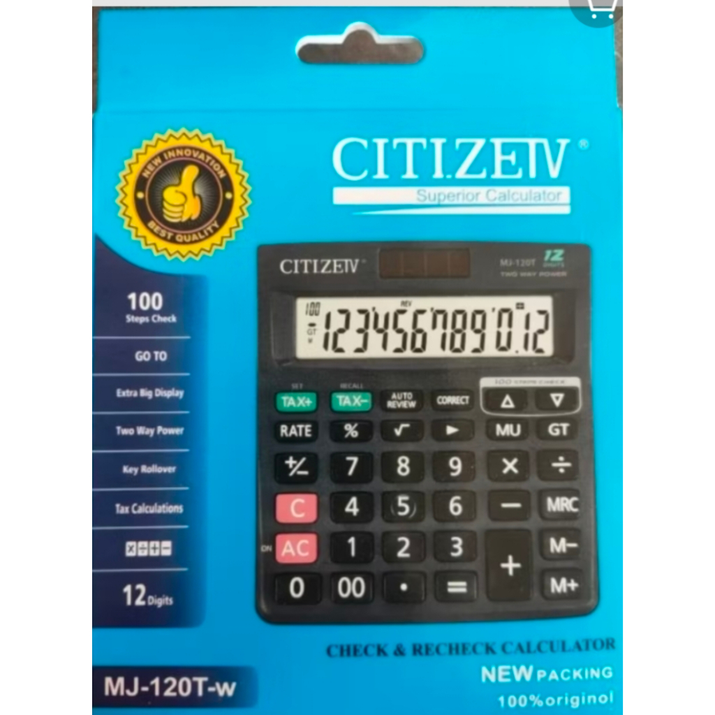 

Kalkulator Dagang 12 Digit MJ-120T Two way Power Energy ( Big Display )