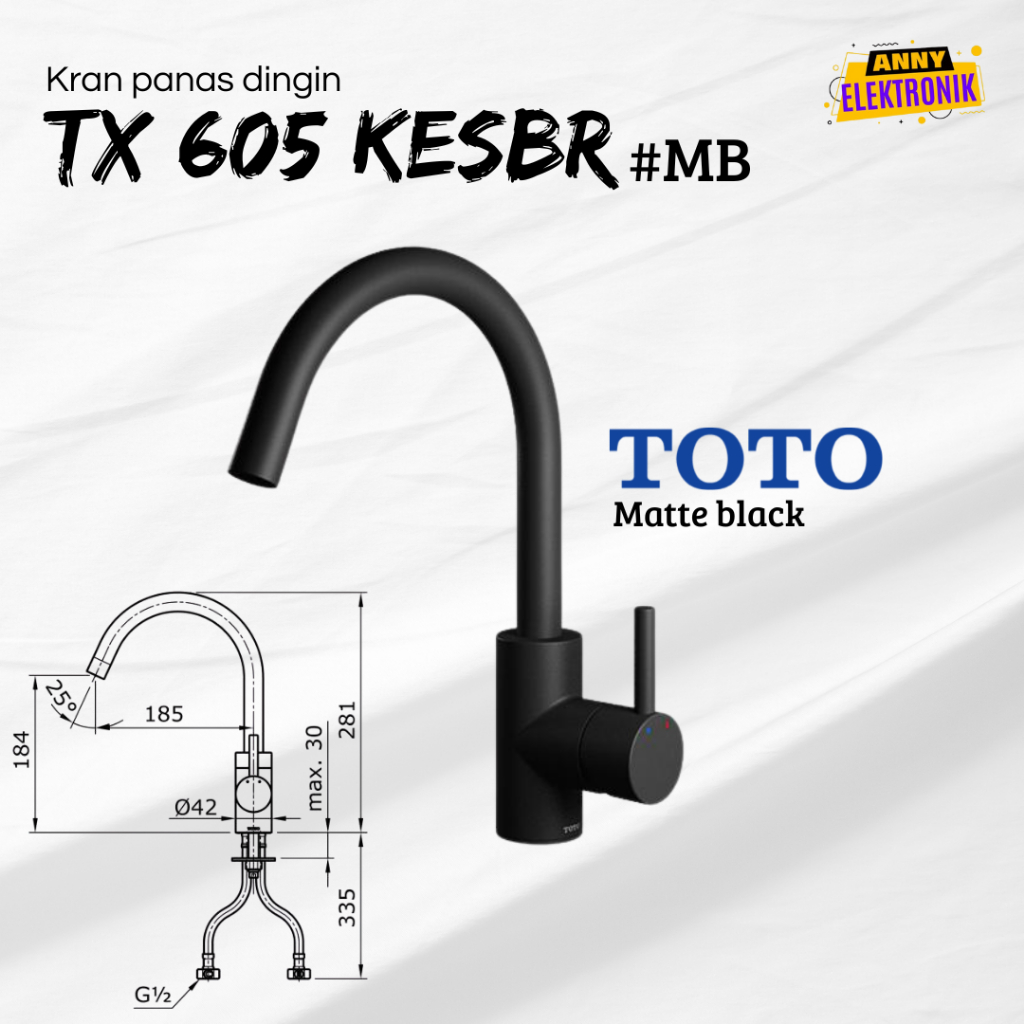 TOTO MATTE BLACK Kitchen Kran Cuci Piring - Kran Dapur - Kran DapurvFaucet TX605KESBR | TOTO Kitchen