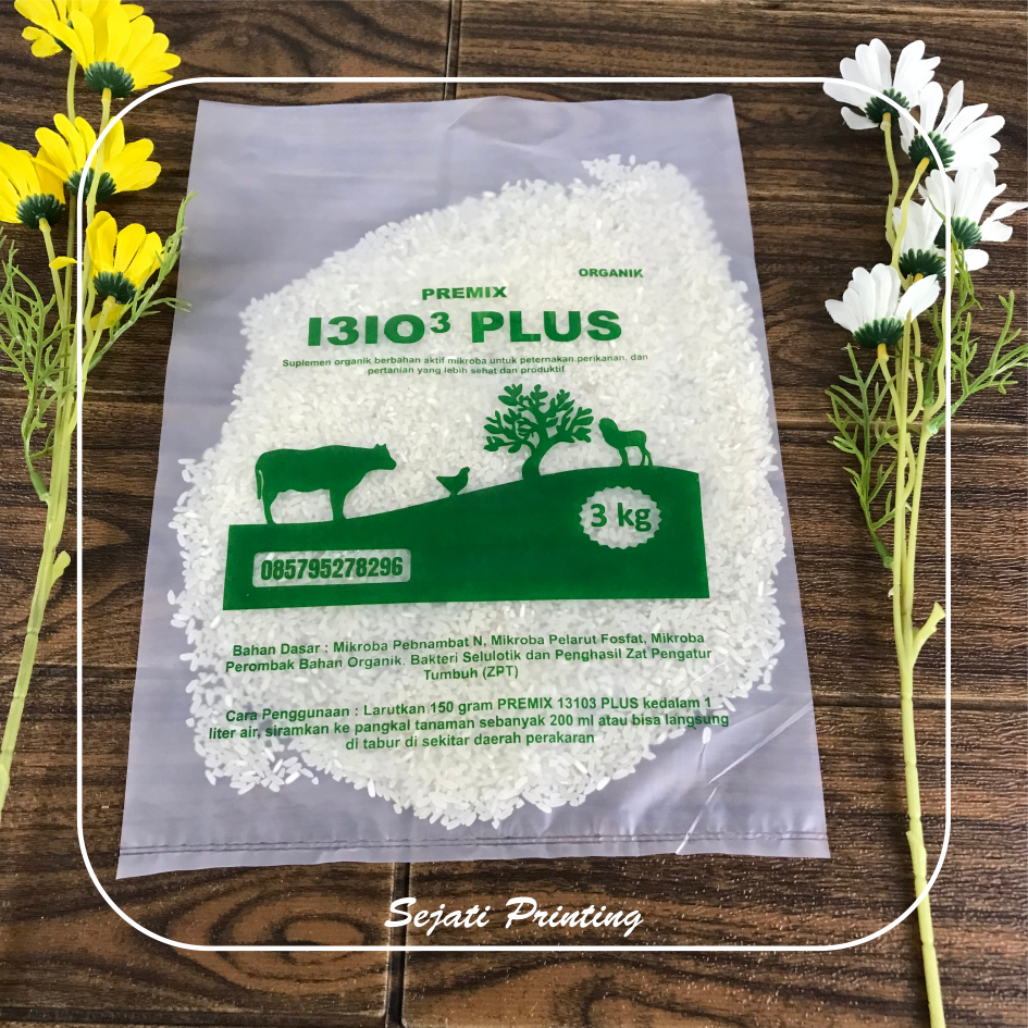 

(isi 100 pcs) Plastik Beras 25 x 35cm untuk 2,5 / 3 KG , FREE DESAIN - SABLON PLASTIK SEJATIPRINTING