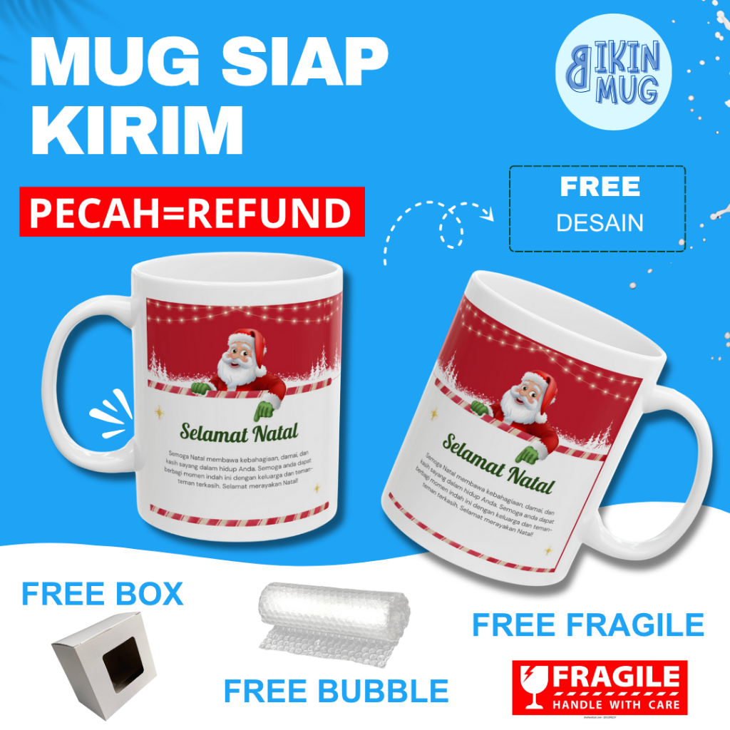 Hampers Mug  Kado Natal Christmas / Gelas Premium / Mug Natal / Christmas Gift Mug / Gelas Edisi Nat