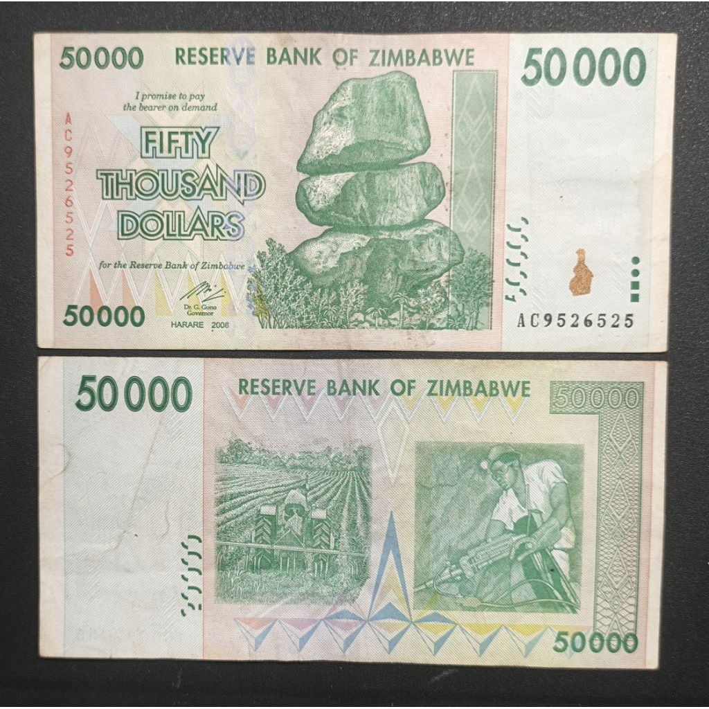 Uang kertas Asing Zimbabwe Fifty Thousand Dollar