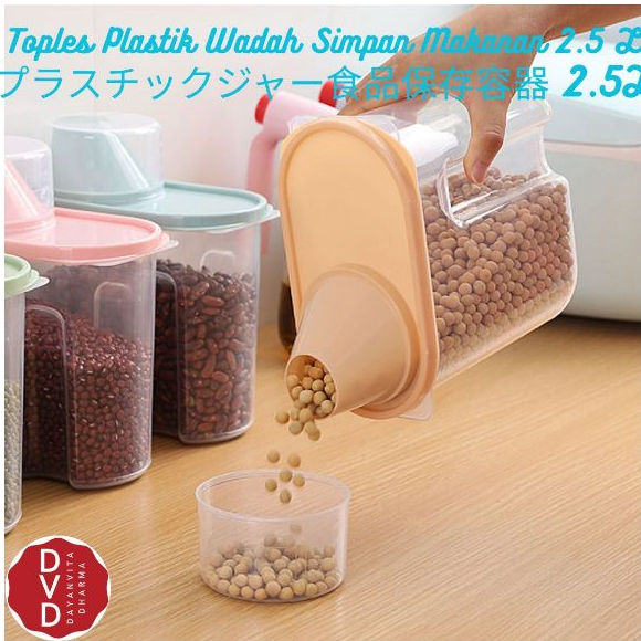 Toples Wadah Simpan Makanan 2.5 Liter - Food Storage Container 2.5 L Plastik
