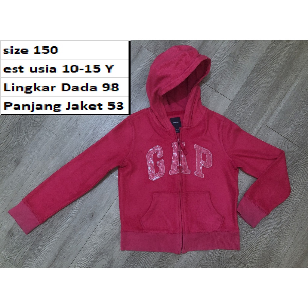 Jaket GAP Tebal Hangat Hoodie Pink Fanta Anak-Remaja Second Preloved