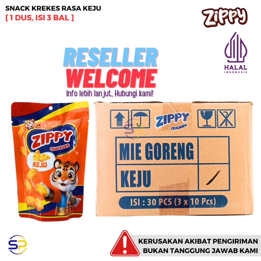 

ZIPPY CRACKERS POUCH Snack Krekes [1 Dus, Isi 3 Bal]
