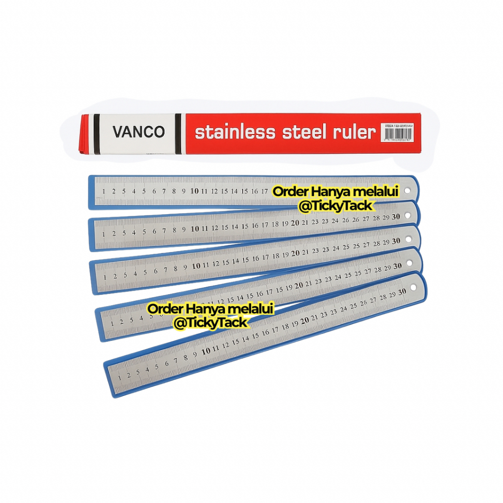 

040 Penggaris Besi Elastis Van-Art 30 Cm Set 12 Pcs 1 Lusin Anti Patah Bahan Besi Kuat Lentur Alat Tulis Kantor Sekolah Profesional Murah Terbaik
