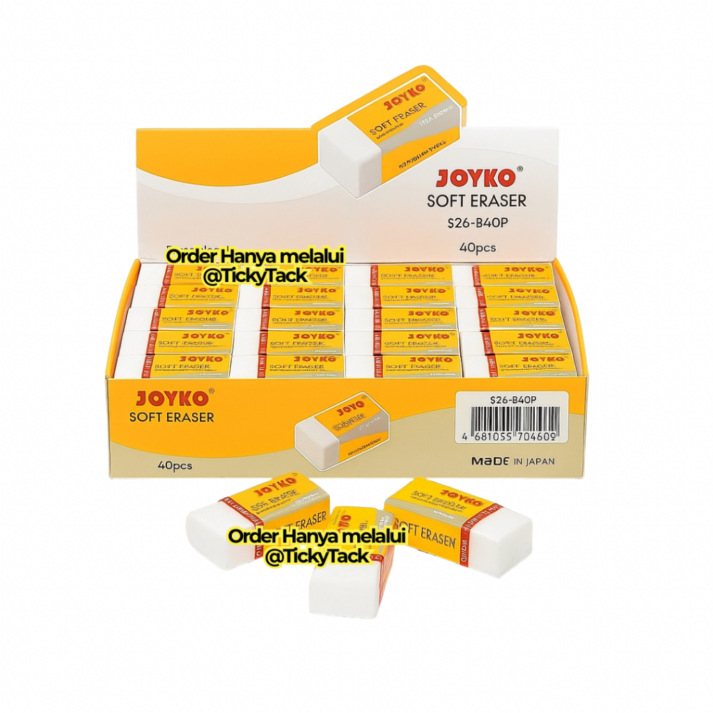 

044 Penghapus Kecil Putih Joyko Soft Eraser 526-B40P Mudah Digunakan Set Isi 40 Pcs Tidak Mudah Kotor Alat Tulis Sekolah Kantor Praktis Berkualitas