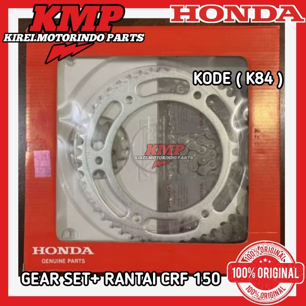 ORI GEAR SET+ RANTAI. CRF 150L 2017-SEKARANG  KODE ( K84 ).