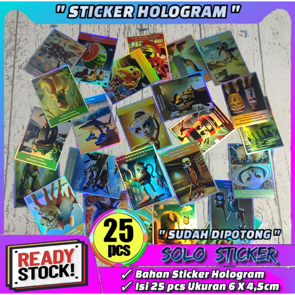 

25 pcs STICKER HOLOGRAM ANOMALI TUNG TUNG TUNG SAHUR ANTI AIR - SUDAH DIPOTONG