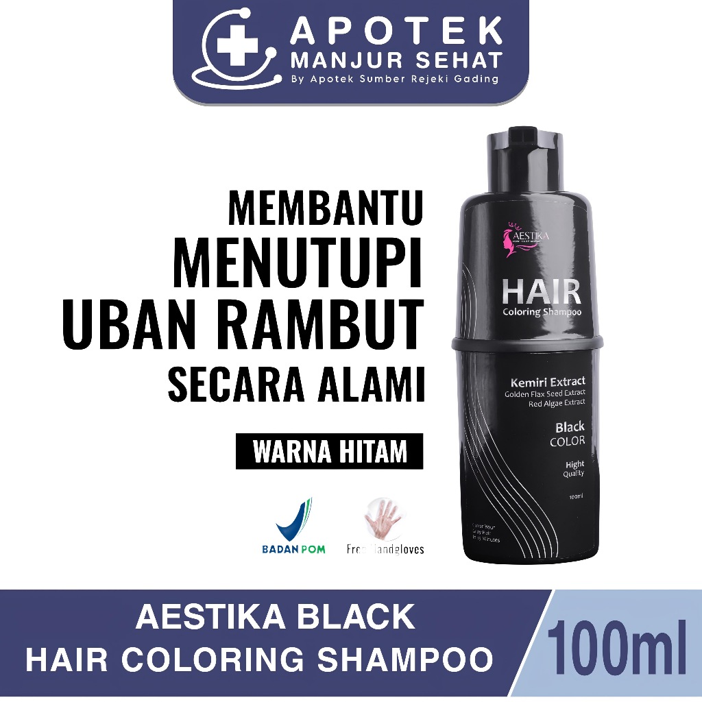 Aestika Hair Coloring Shampoo 1x Keramas - Shampo Penghilang Uban dengan Kemiri Ekstrak Ori dan BPOM