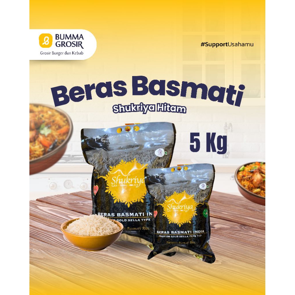 

Beras Basmati Shukriya hitam - basmati india - basmati kebuli - basmati briyani - nasi mandhi - 5kg