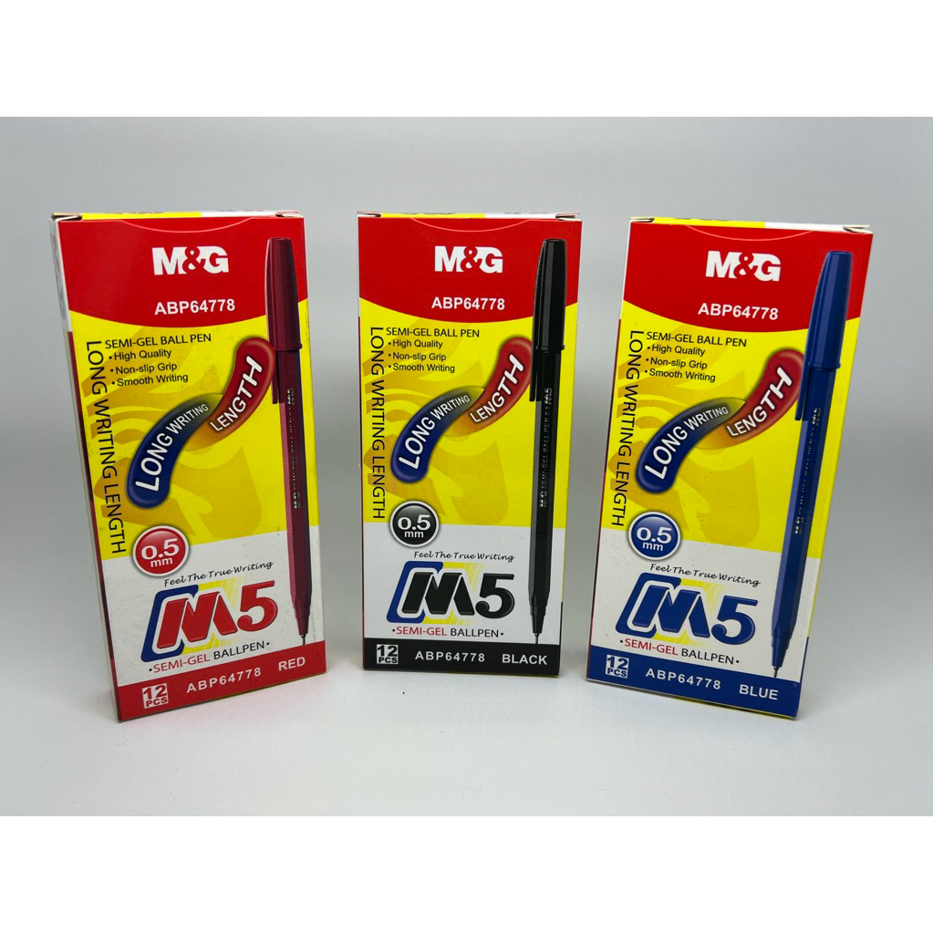 

PEN PULPEN SEMI GEL BALL PEN Warna Hitam Merah Biru M&G M5
