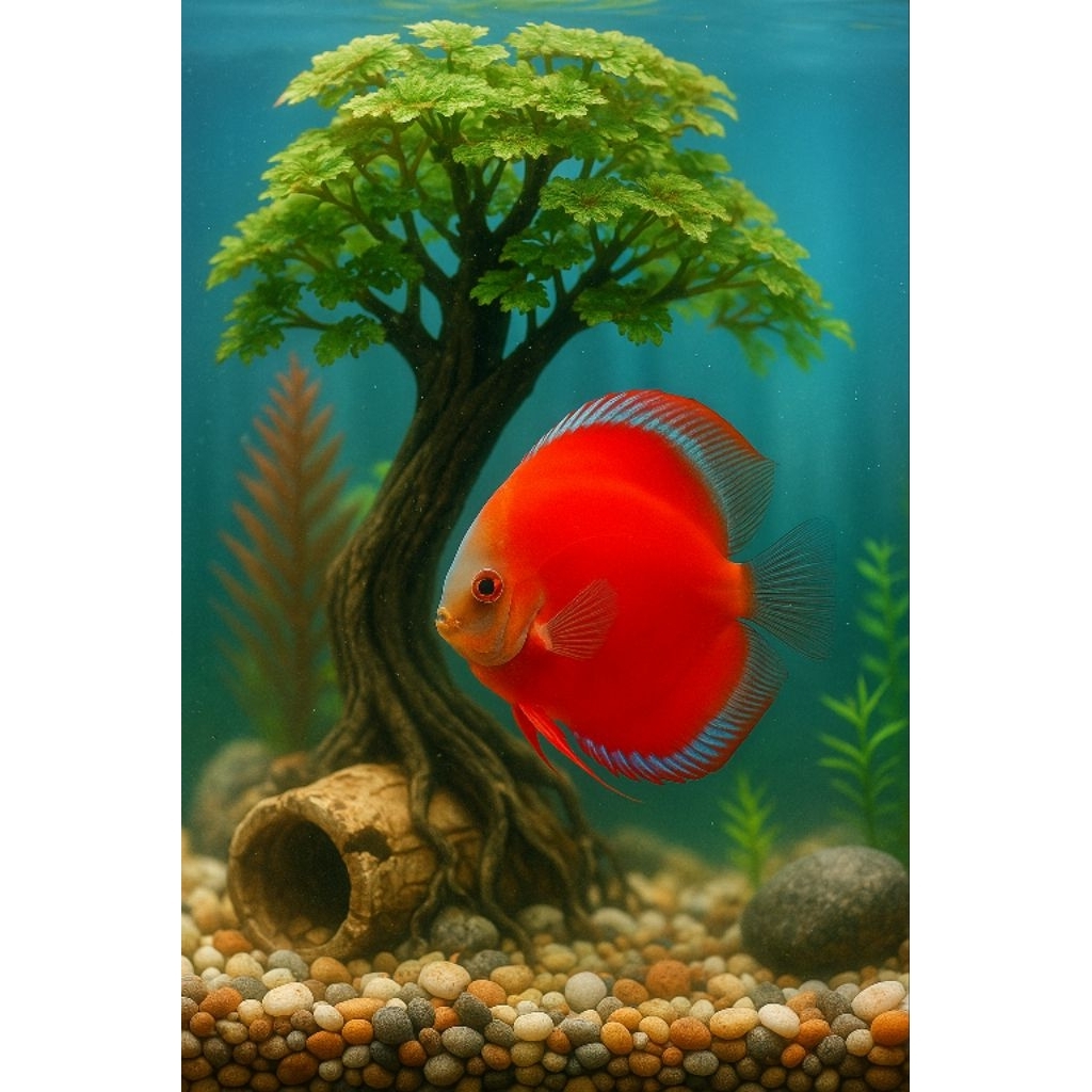 Hiasan Aquarium Aquascape Red Sun Discus Rim