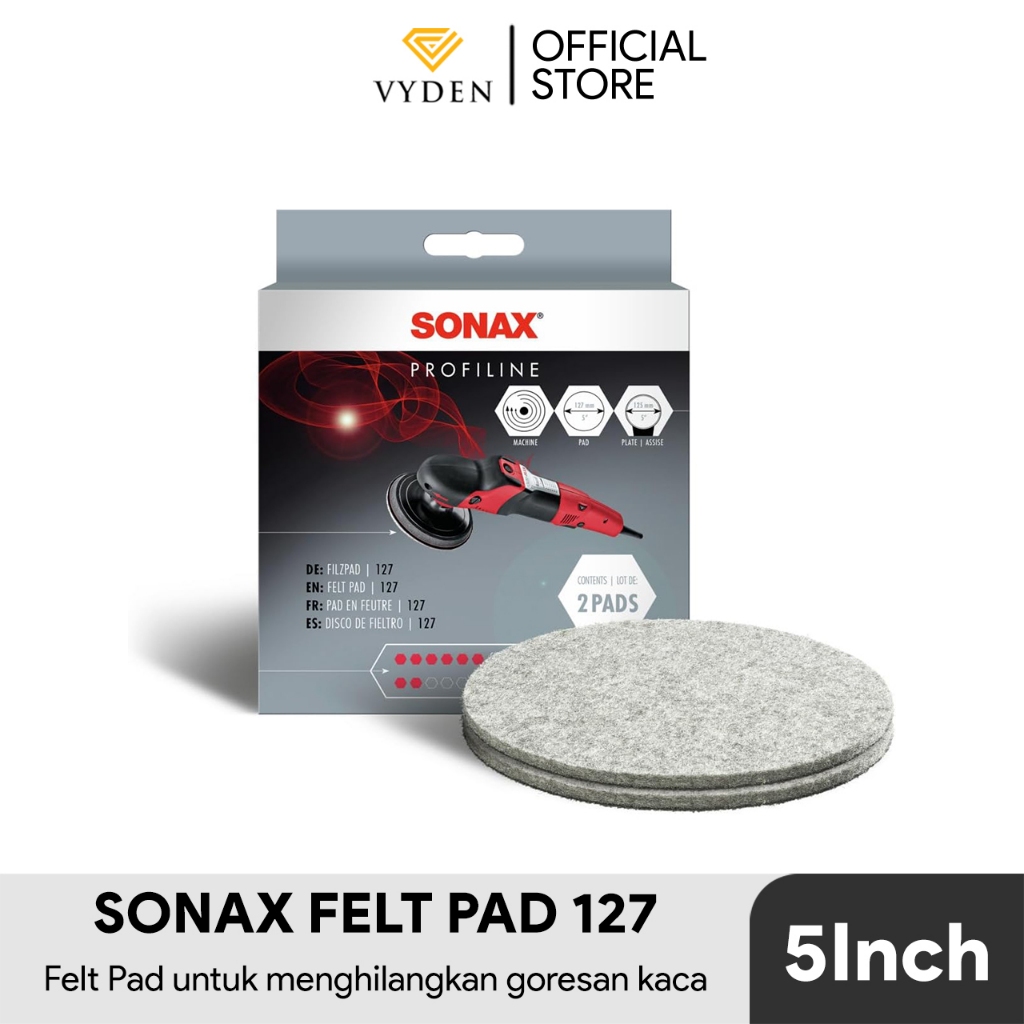 SONAX Felt Pad 127mm Poles Pembersih Jamur Kaca Kerak Air Baret Wiper Mobil